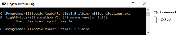 mE5 Board Settings 命令列 mE5 Board Settings 命令列