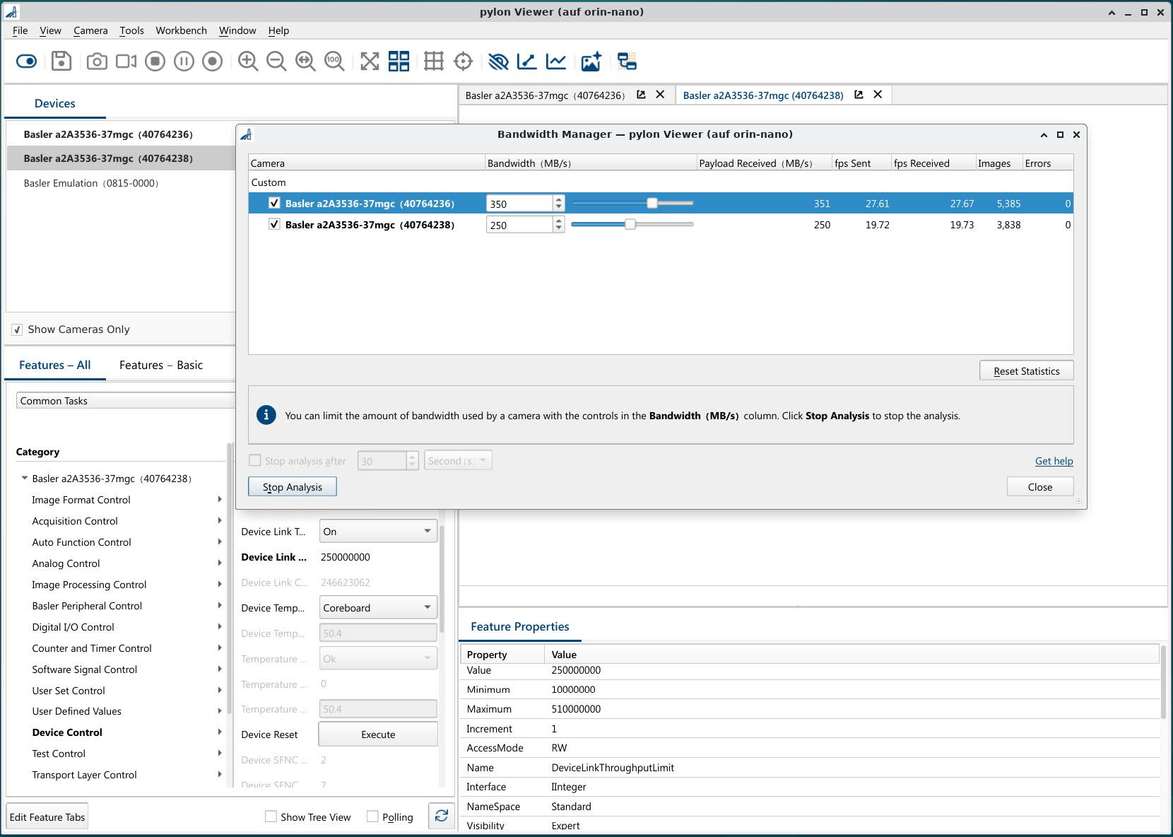 配備 2 台 ace 2 型GMSL 攝影機的頻寬管理器 配備 2 台 ace 2 型GMSL 攝影機的頻寬管理器