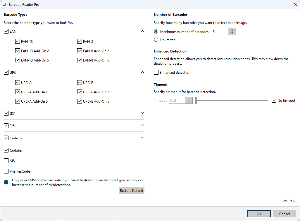 Barcode Reader Pro vTool 設定 Barcode Reader Pro vTool 設定