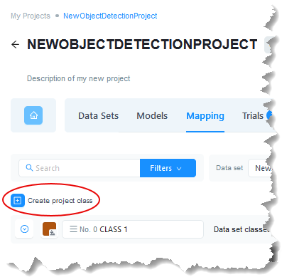 「Create Project Class」按鈕 「Create Project Class」按鈕