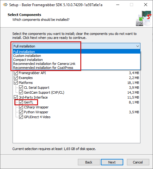 使用 GenTL 安裝Framegrabber SDK 使用 GenTL 安裝Framegrabber SDK