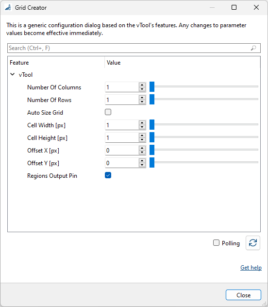 Grid Creator vTool 設定 Grid Creator vTool 設定