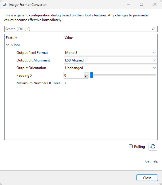 Image Format Converter vTool 設定 Image Format Converter vTool 設定