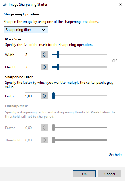 Image Sharpening Starter vTool 設定 Image Sharpening Starter vTool 設定