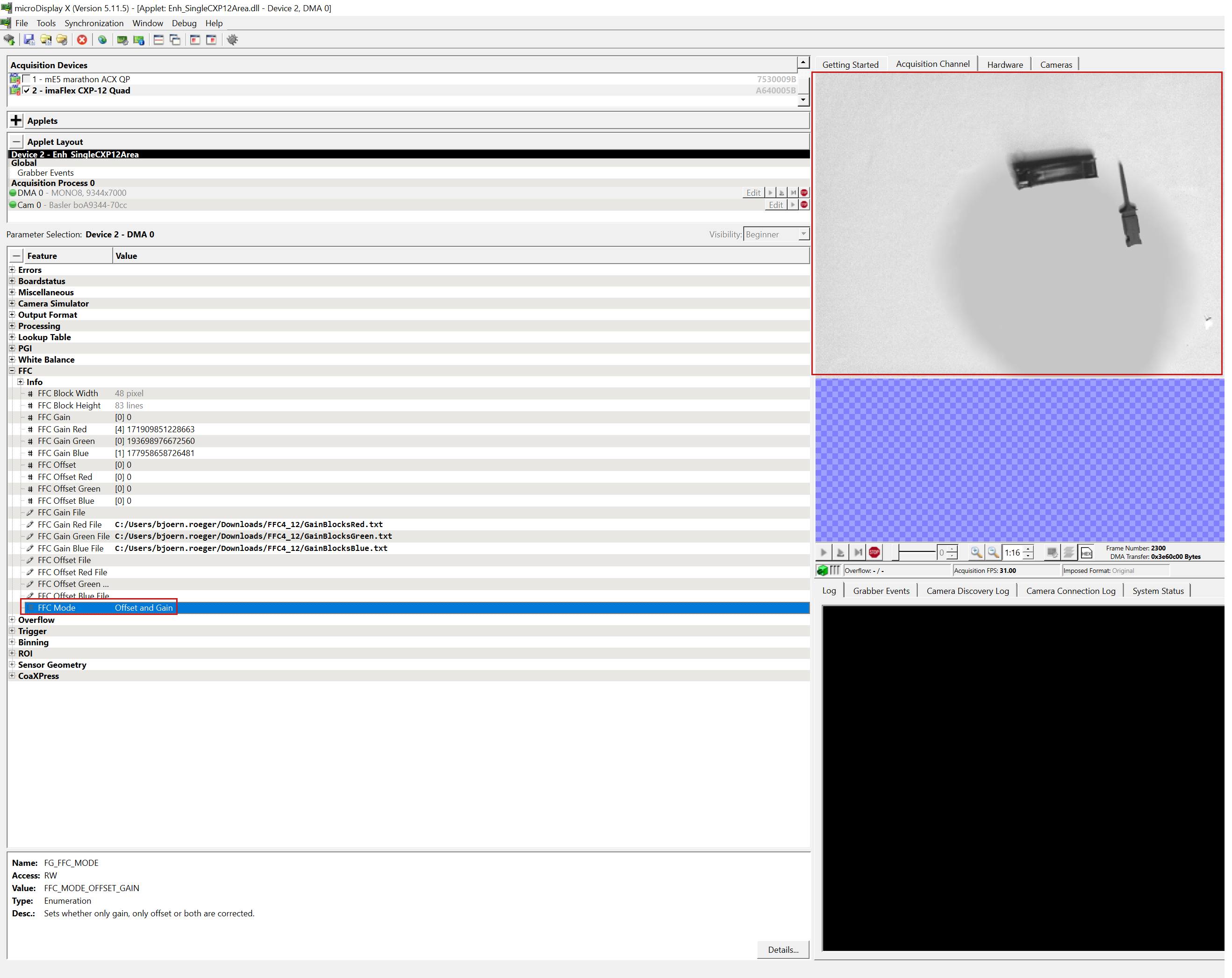 在 microDisplay X 中套用偏移與增益值進行 Flat-Field Correction 在 microDisplay X 中套用偏移與增益值進行 Flat-Field Correction