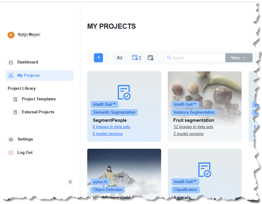 My Projects 檢視畫面 My Projects 檢視畫面