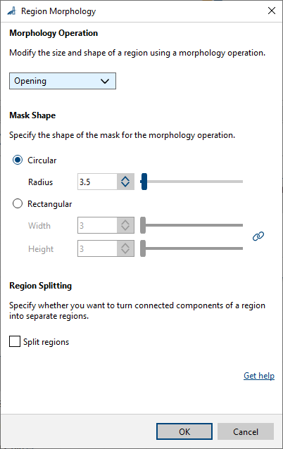 Region Morphology vTool 設定 Region Morphology vTool 設定