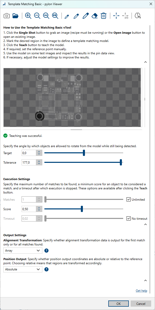 Template Matching vTool 基本設定 Template Matching vTool 基本設定