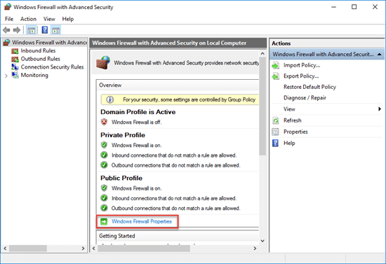 Windows 具備進階安全功能的防火牆視窗 Windows 具備進階安全功能的防火牆視窗