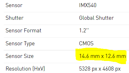 IMX540 相機規格