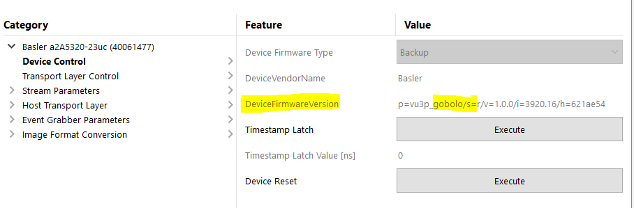 DeviceFirmwareVersion 參數值 DeviceFirmwareVersion 參數值