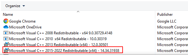 Visual C++ 2015-2022 重新分發套件