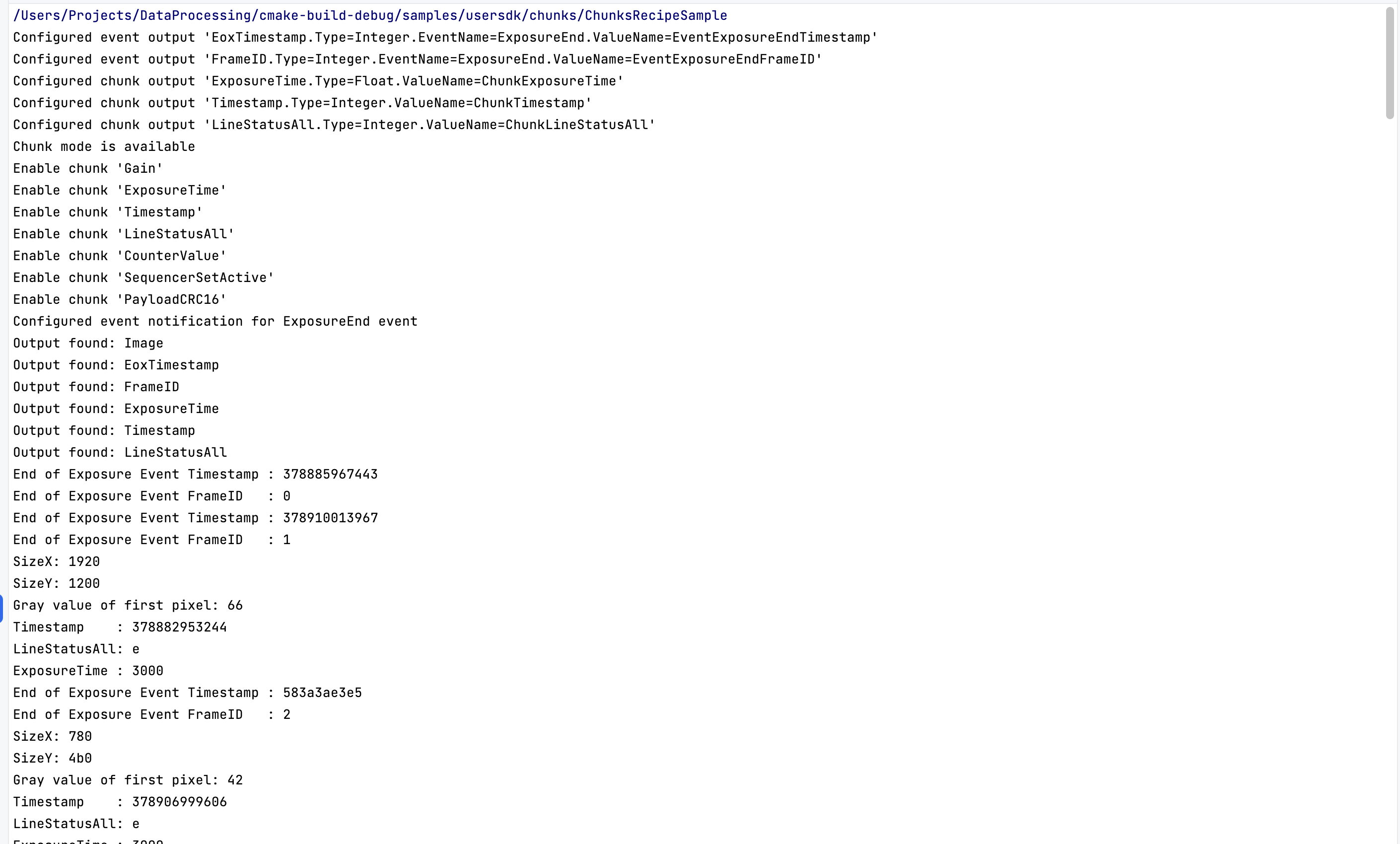 Chunks and Events Sample Configuration Chunks and Events Sample Configuration