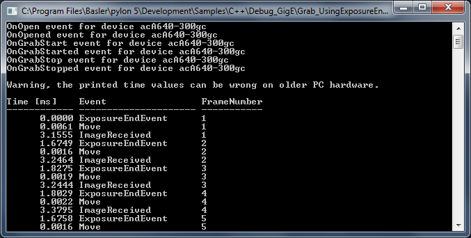 Grab_UsingExposureEndEvent Sample Code Grab_UsingExposureEndEvent Sample Code
