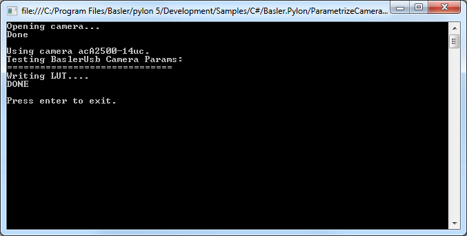 ParametrizeCamera_LookupTable Sample Code ParametrizeCamera_LookupTable Sample Code