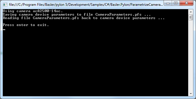 ParametrizeCamera_LoadAndSave Sample Code ParametrizeCamera_LoadAndSave Sample Code