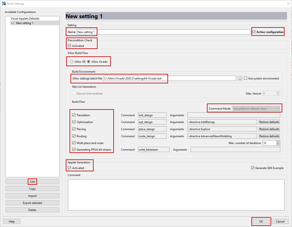 microEnable 5 /Xilinx 的 Vivado 建置設定