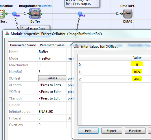 ImageBufferMultiRoI 運算子的 XOffset 參數設定
