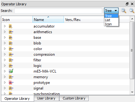 顯示 Operator Library 的程式庫面板