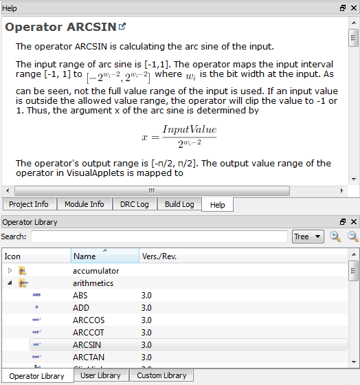 顯示 Operator Library 的程式庫面板