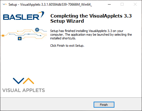 完成「VisualApplets 」設定精靈 完成「VisualApplets 」設定精靈