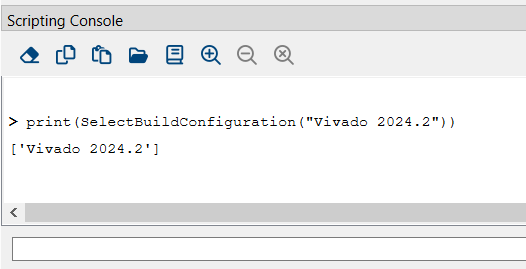「SelectBuildConfiguration」指令的輸出內容 「SelectBuildConfiguration」指令的輸出內容
